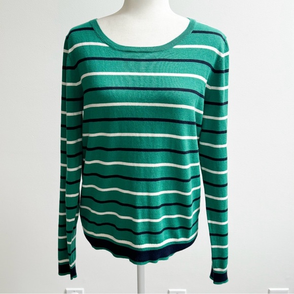 J.Crew Factory | Mercantile Green/Navy Striped ‘Peyton’ Knit Sweater *NWT* - Picture 2 of 11
